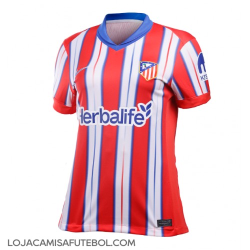 Camisa de Futebol Atletico Madrid Equipamento Principal Mulheres 2024-25 Manga Curta